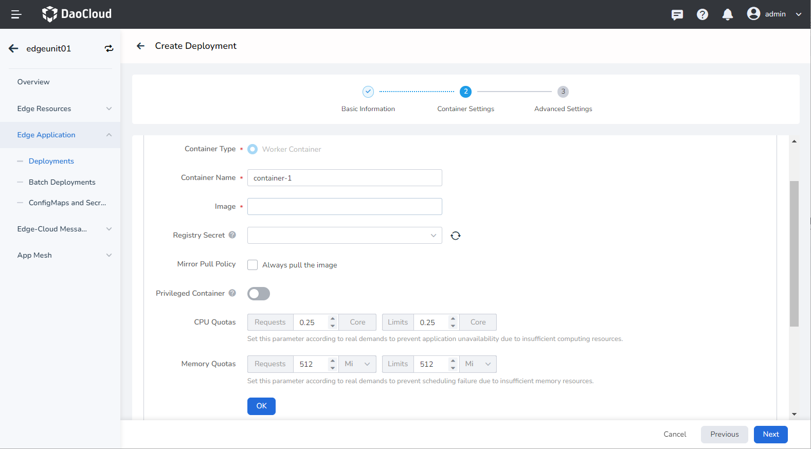 Deployment Settings